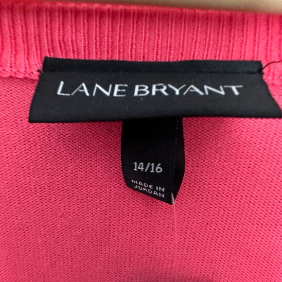 Lane Bryant Cardigan Sweater Women's 14/16 Button Up Coral Pink Rayon Blend - Picture 3 of 7